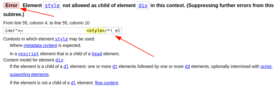 elementor body style tag validation error